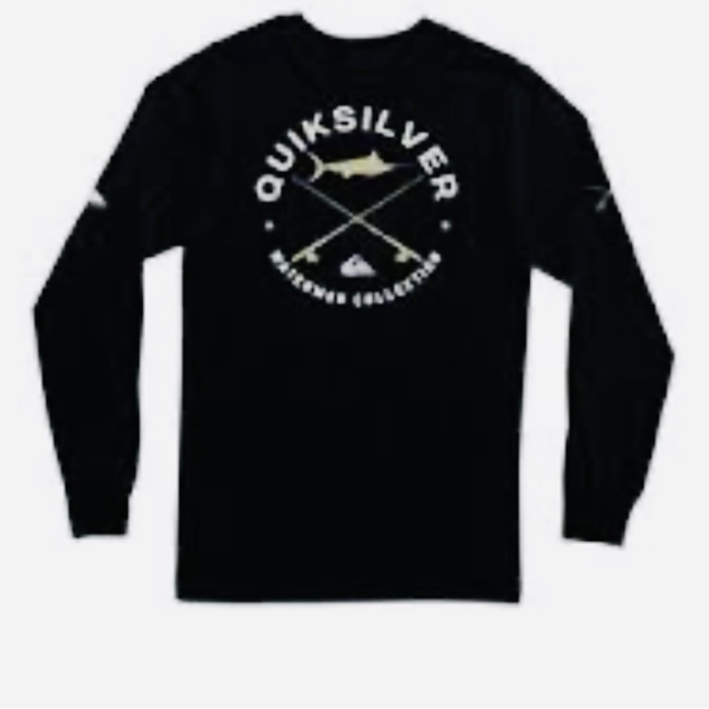 NWT Quiksilver Waterman Men's Long Sleeve Hook T-Shirt Black Size Medium